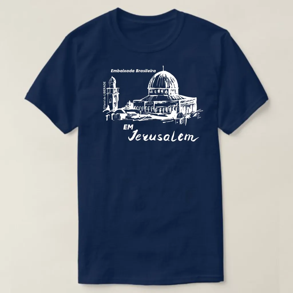 Camiseta Farol da Liberdade - Embaixada Brasileira em Jerusalém! ref. 106-1, cor Azul