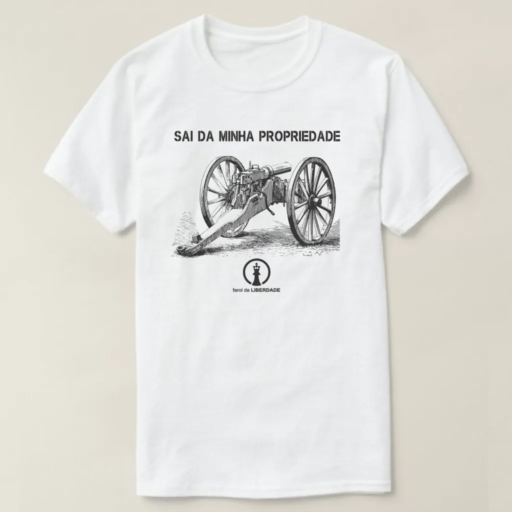 Camiseta Farol da Liberdade - SAI DA MINHA PROPRIEDADE! ref. 112-1, cor Branco