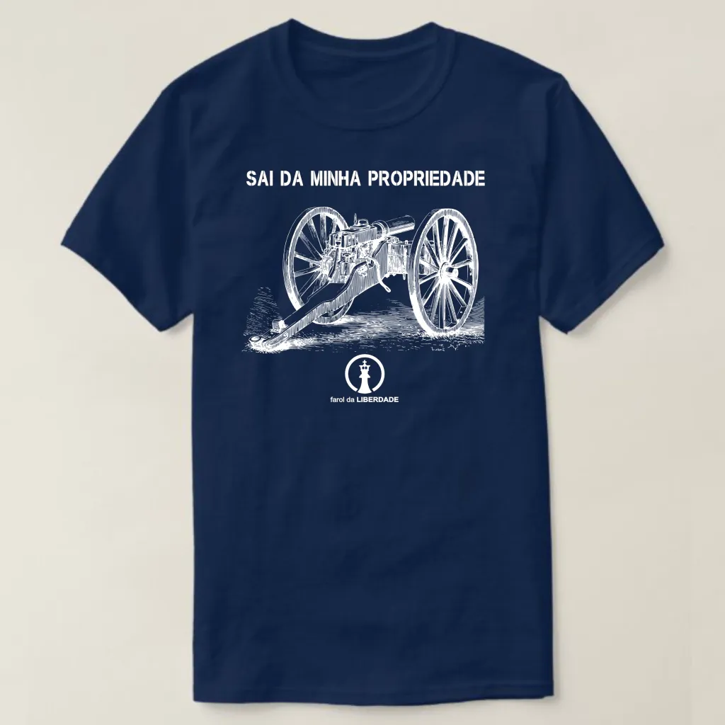 Camiseta Farol da Liberdade - SAI DA MINHA PROPRIEDADE! ref. 112-1, cor Azul